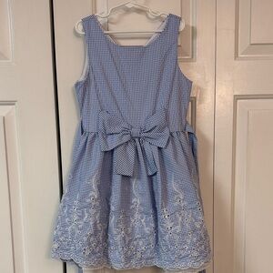 Rare Editions Blue Gingham Dress with Lace